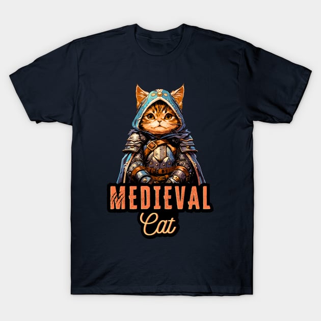Medieval Cat: Fantasy Armor Design T-Shirt by AmandaOlsenDesigns